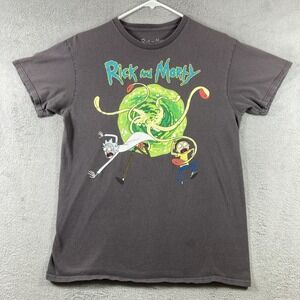 Rick and Morty Shirt Adult Medium Black Cartoon Graphic Tee Adult Swim READ